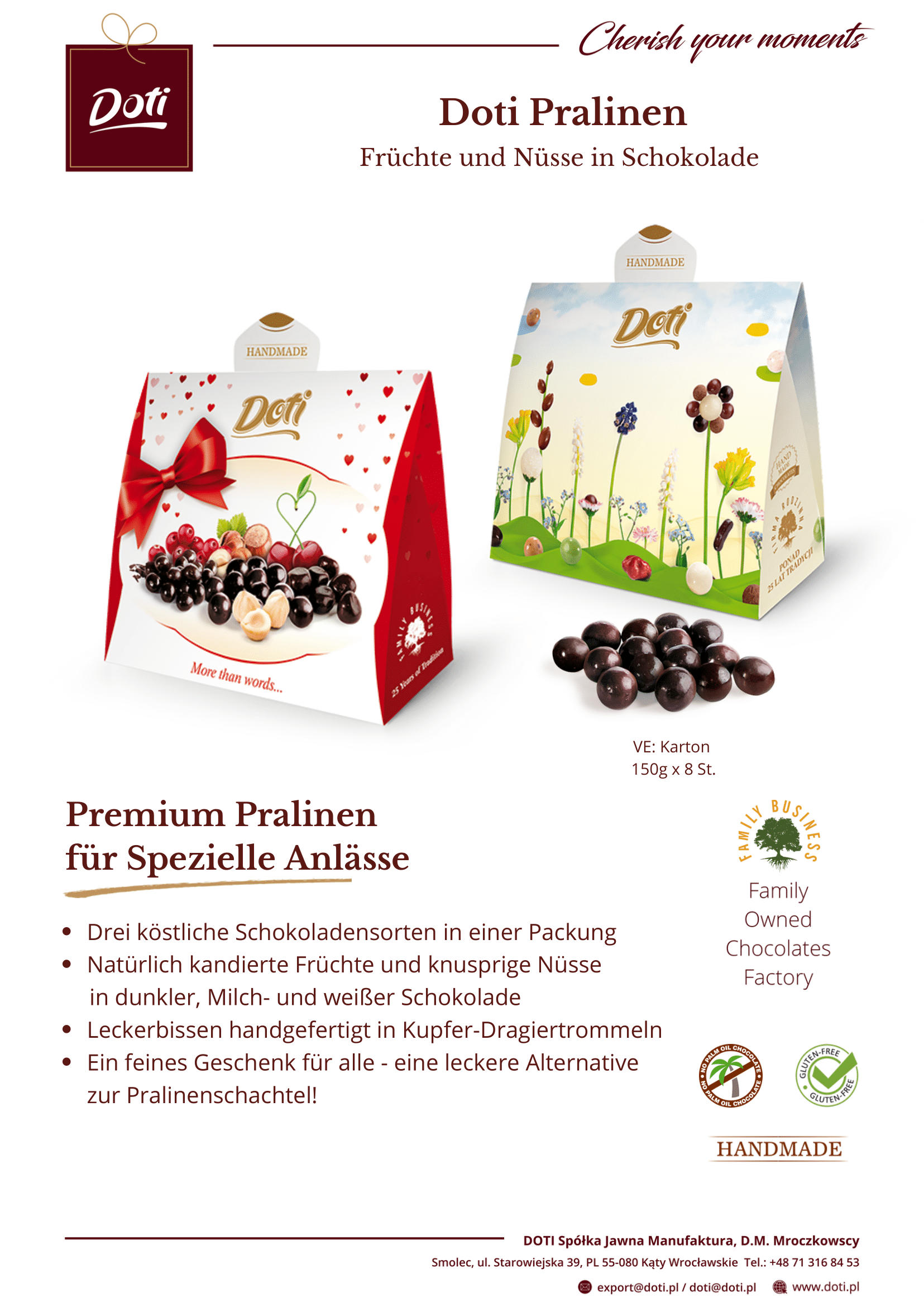 Doti Schoko Früchte & Nüsse Terzetto 150g