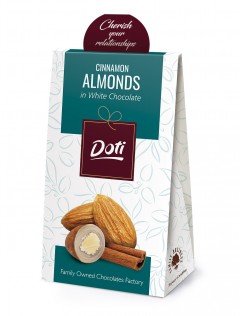 Almonds in White Chocolate with Cinnamon in Sachets 100g
