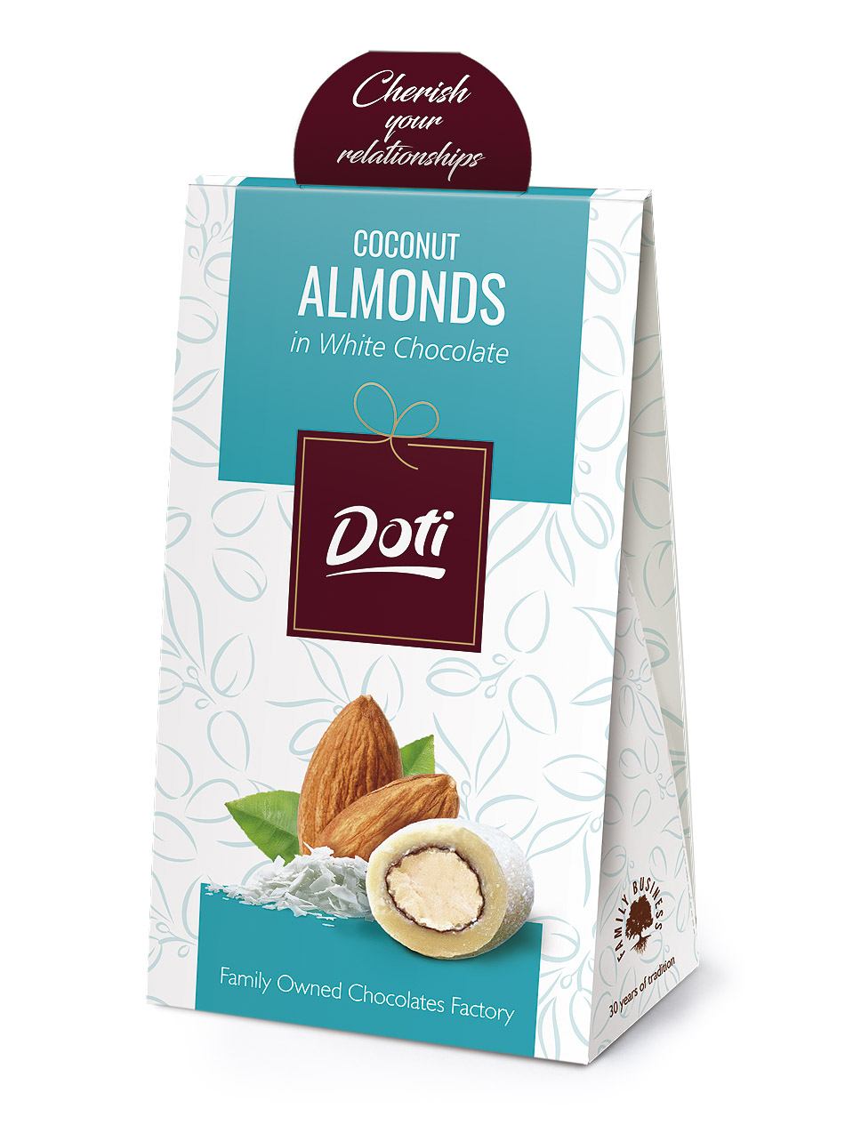 Doti Almonds in Belgian White Chocolate with Coconut 100g new sachet
